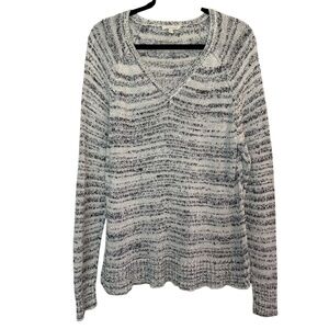 Eileen Fisher Pullover Womens XL Blurred Cotton Stripe Casual Boho Lagenlook